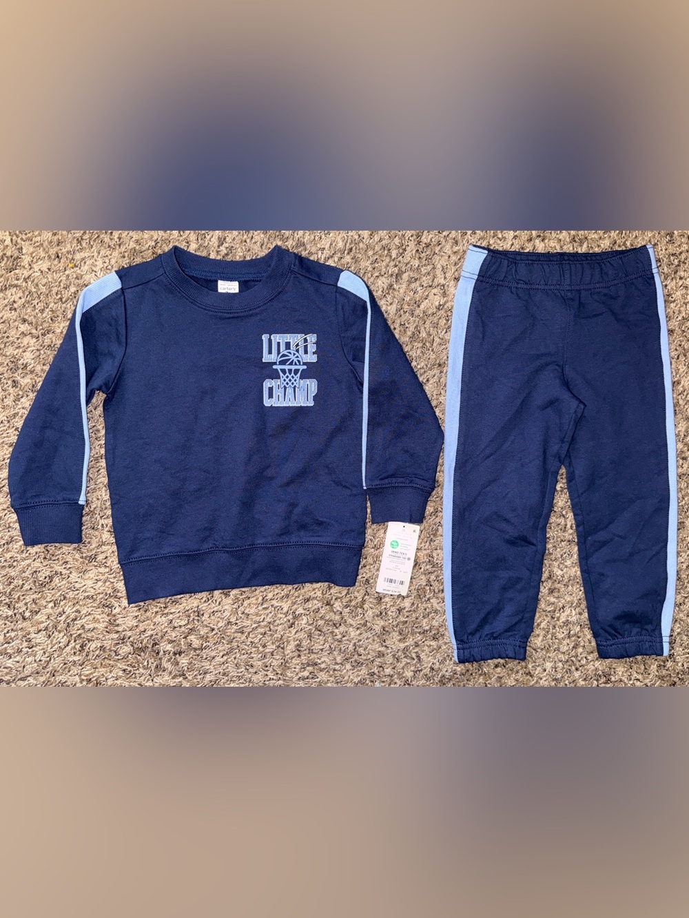 Carter’s Navy & Light Blue Little Champ Sweatshirt and Jogger Set